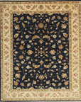 Isolated view of Stylish Peshawar Navy Hand Knotted Wool Rug, showcasing its design.