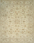 Isolated view of Vibrant Oriental Beige Hand Knotted Wool Rug, showcasing its intricate Oriental design.