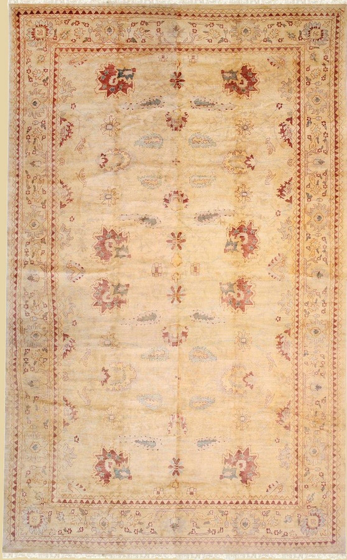 Isolated view of Violet Elegant Beige Hand Knotted Wool Rug, showcasing its intricate design.