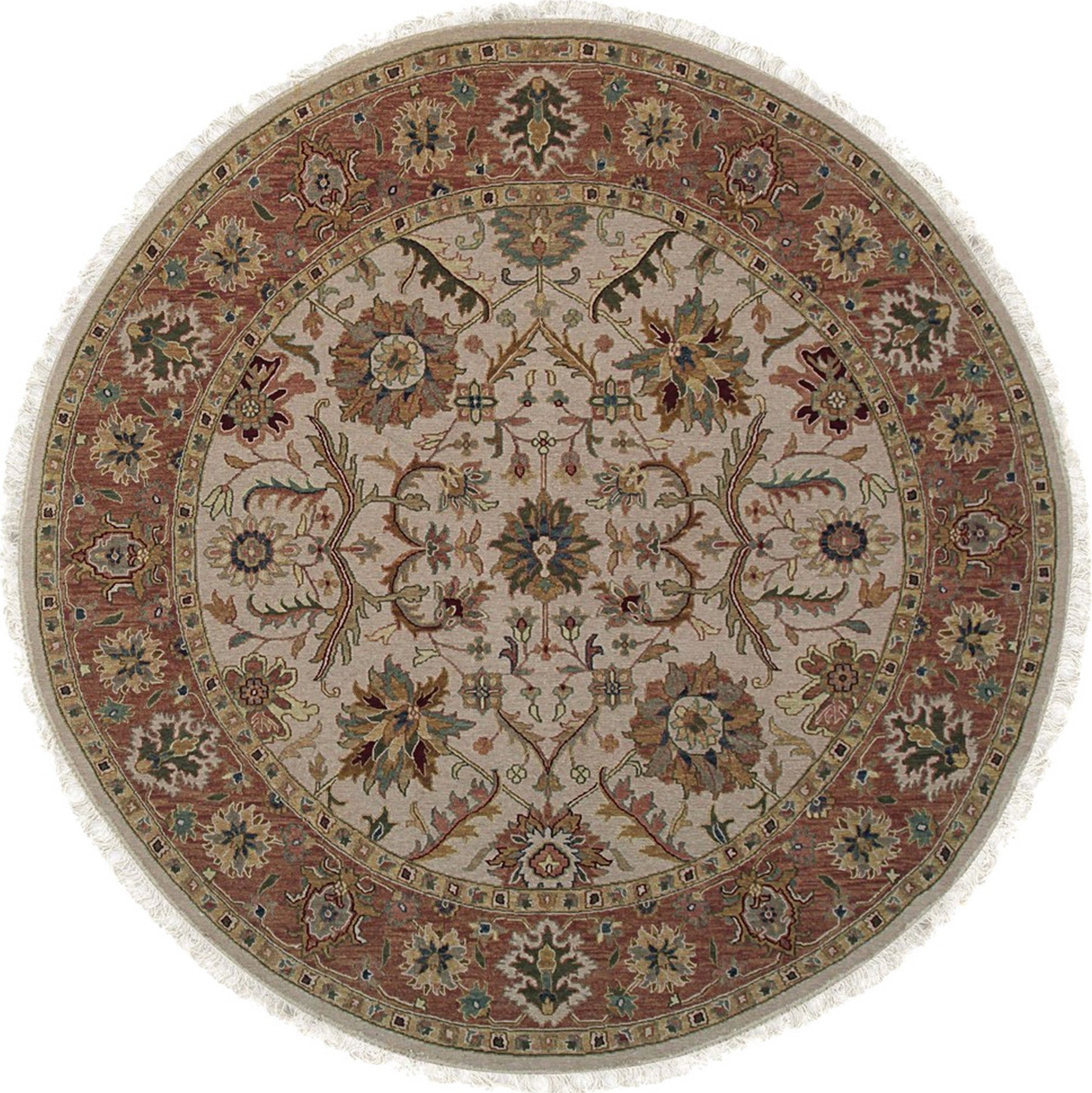 Isolated view of Comfortable Timeless Ivory Hand Knotted Wool Rug, showcasing its intricate hand-knotted texture and subtle, timeless design.