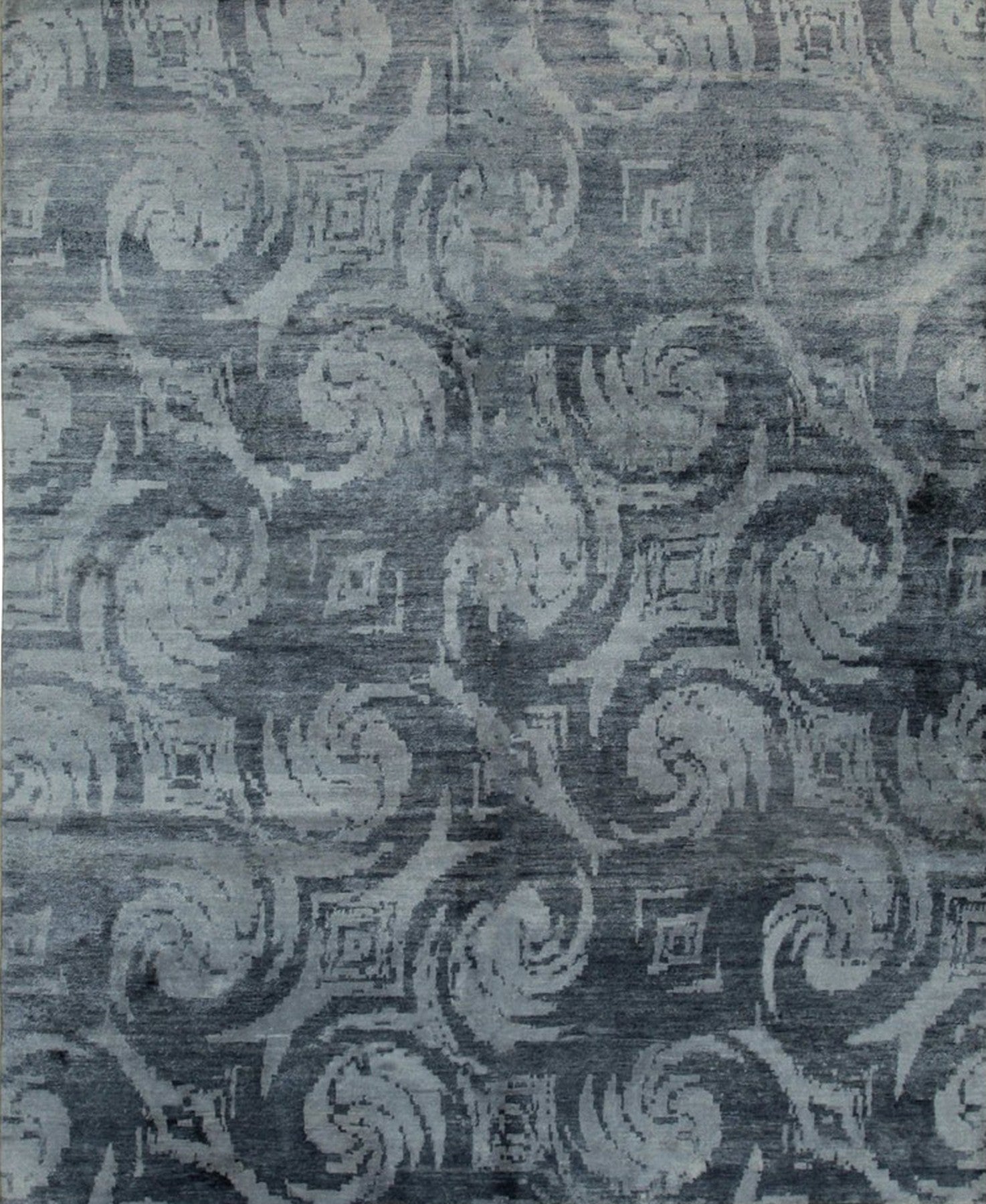 Isolated view of Comfortable Nina Blue Hand Knotted Wool & Bamboo Silk Rug, showcasing its design.