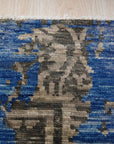 Hand-Knotted Wool & Bamboo Silk Blue Modern Floral Modern Classic Rug