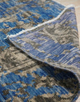 Hand-Knotted Wool & Bamboo Silk Blue Modern Floral Modern Classic Rug