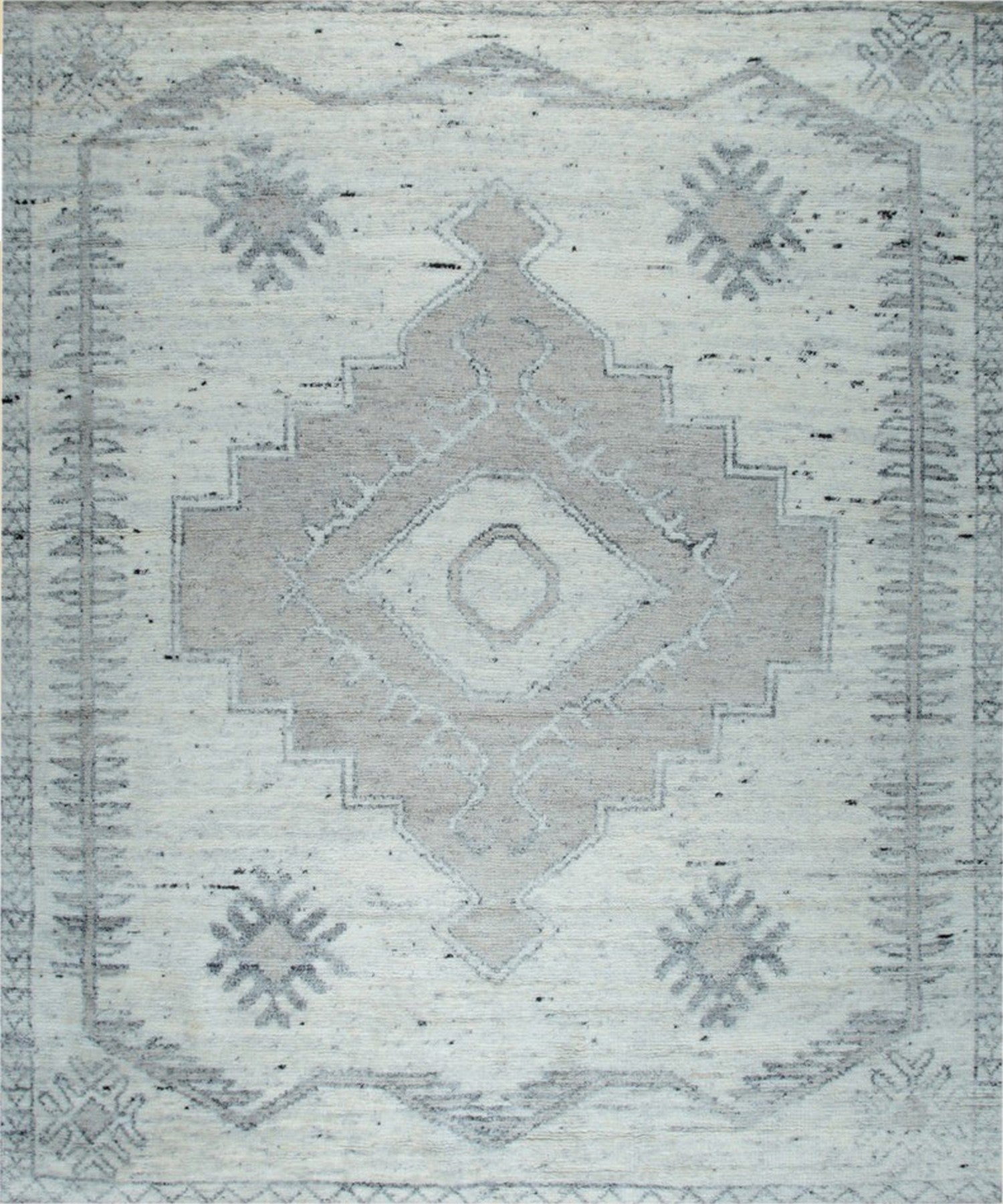 Isolated view of Amara Oushak Ivory Hand Knotted Wool Rug, showcasing its design.