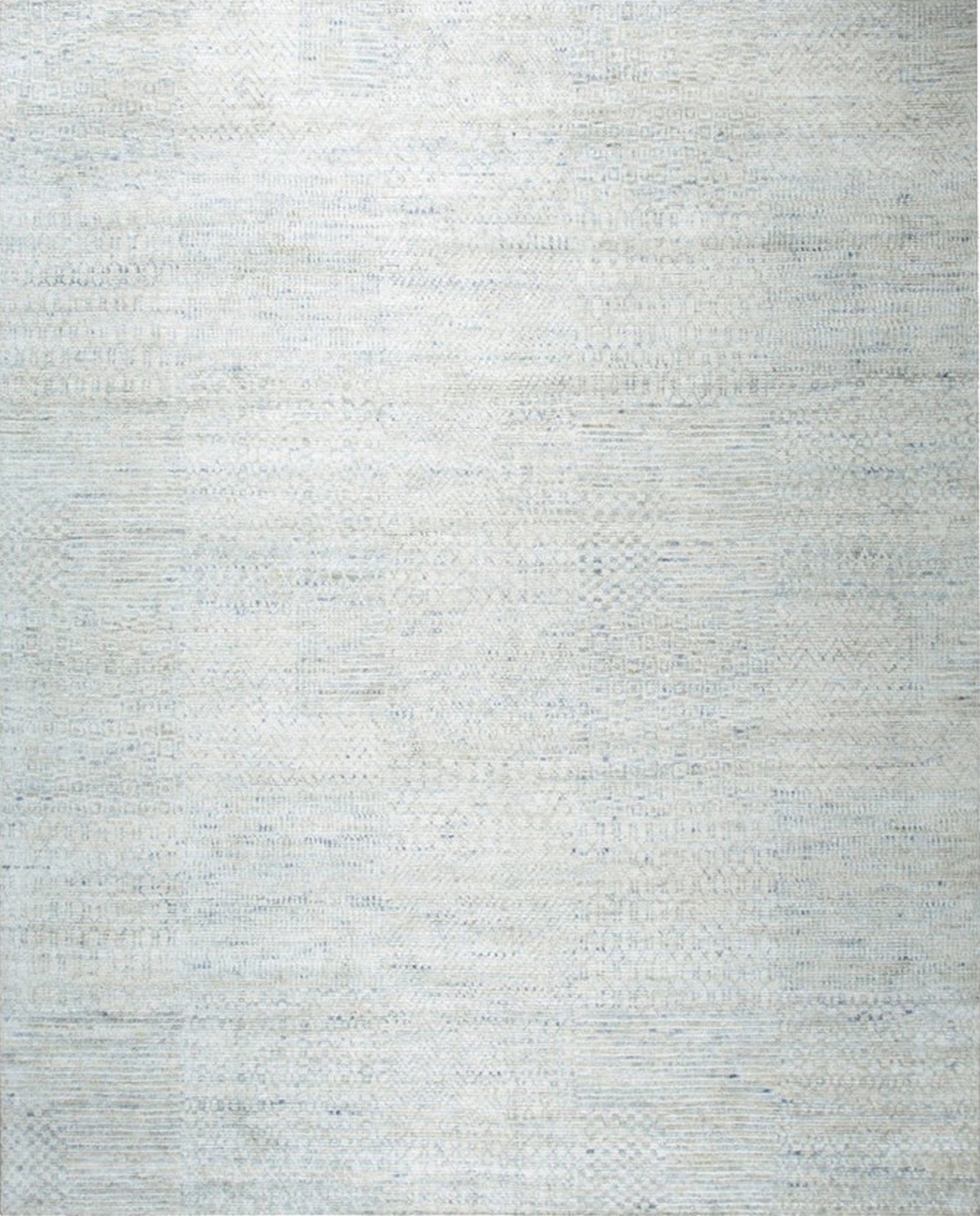 Isolated view of Luna Chloe Green Hand Knotted Silk Rug, showcasing its intricate, shimmering design of subtly shifting greens and delicate textures.