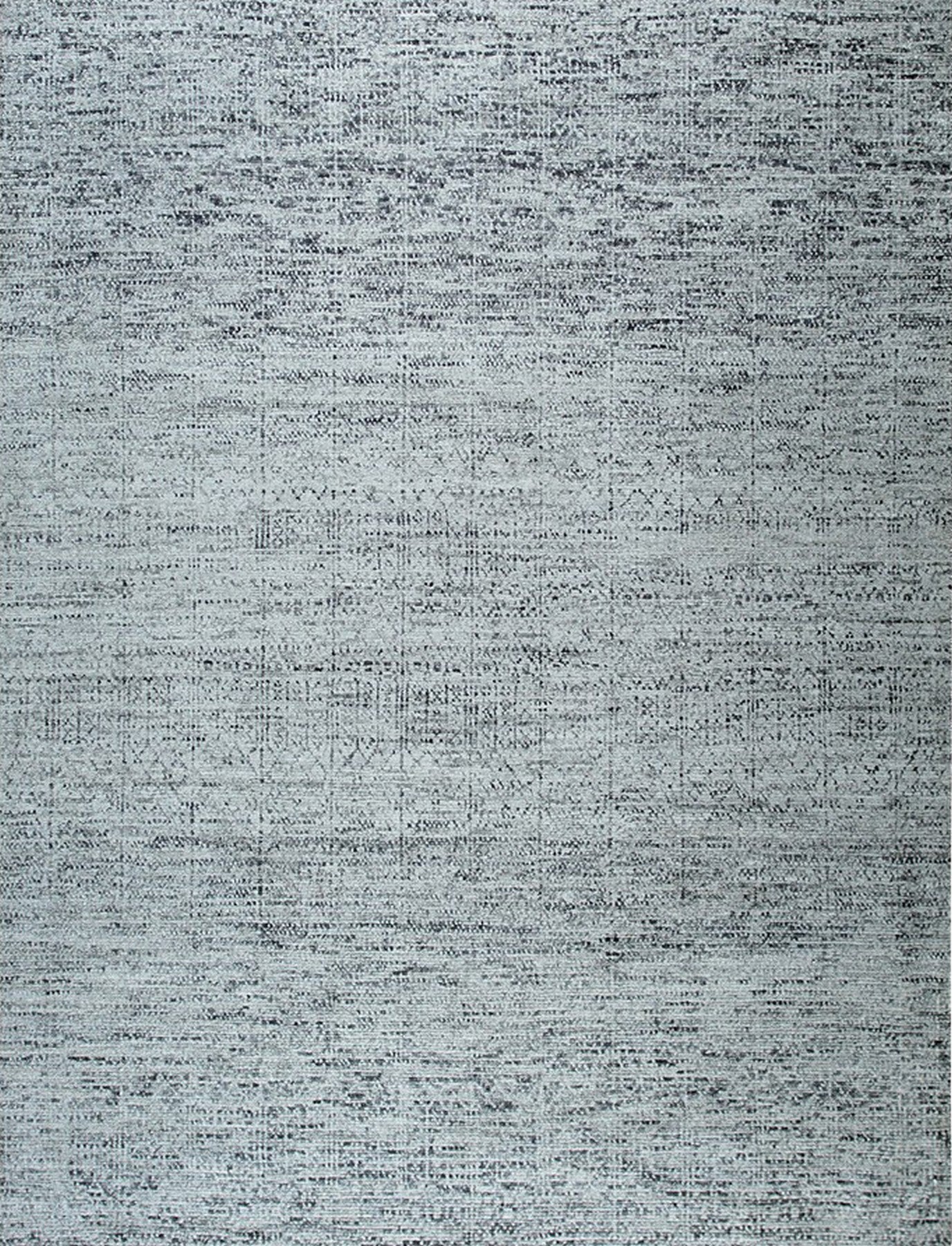 Isolated view of Refined Exquisite Gray Hand Knotted Silk Rug, showcasing its intricate geometric design and subtle sheen.