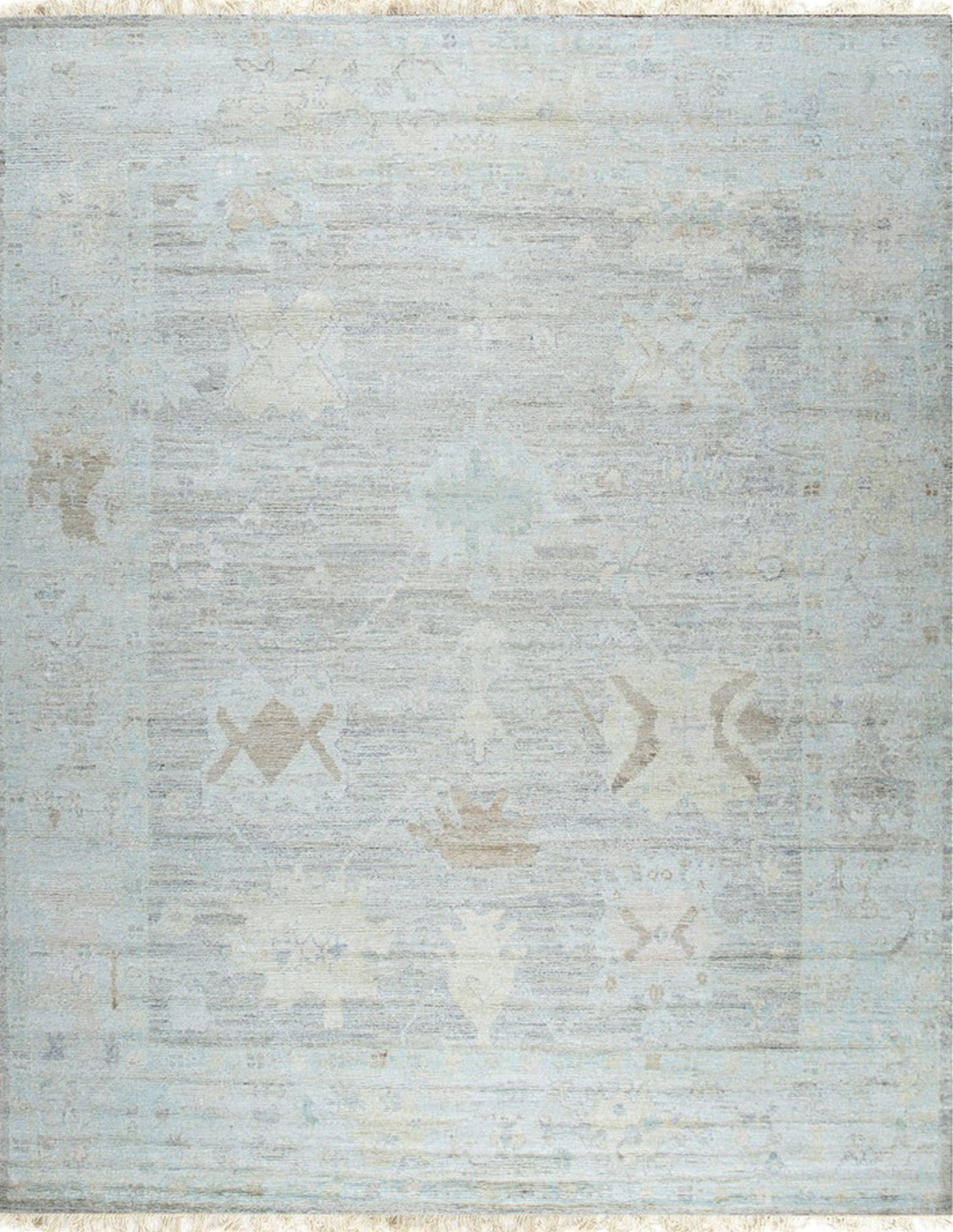 Isolated view: Ruby Fiona Ivory Hand Knotted Silk Rug, displaying intricate floral motifs and subtle sheen of silk threads against an ivory backdrop.
