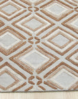 Sumptuous Diamond Brown Hand Knotted Wool Rug, rich brown wool with a prominent diamond pattern, displayed in a warm living room setting.