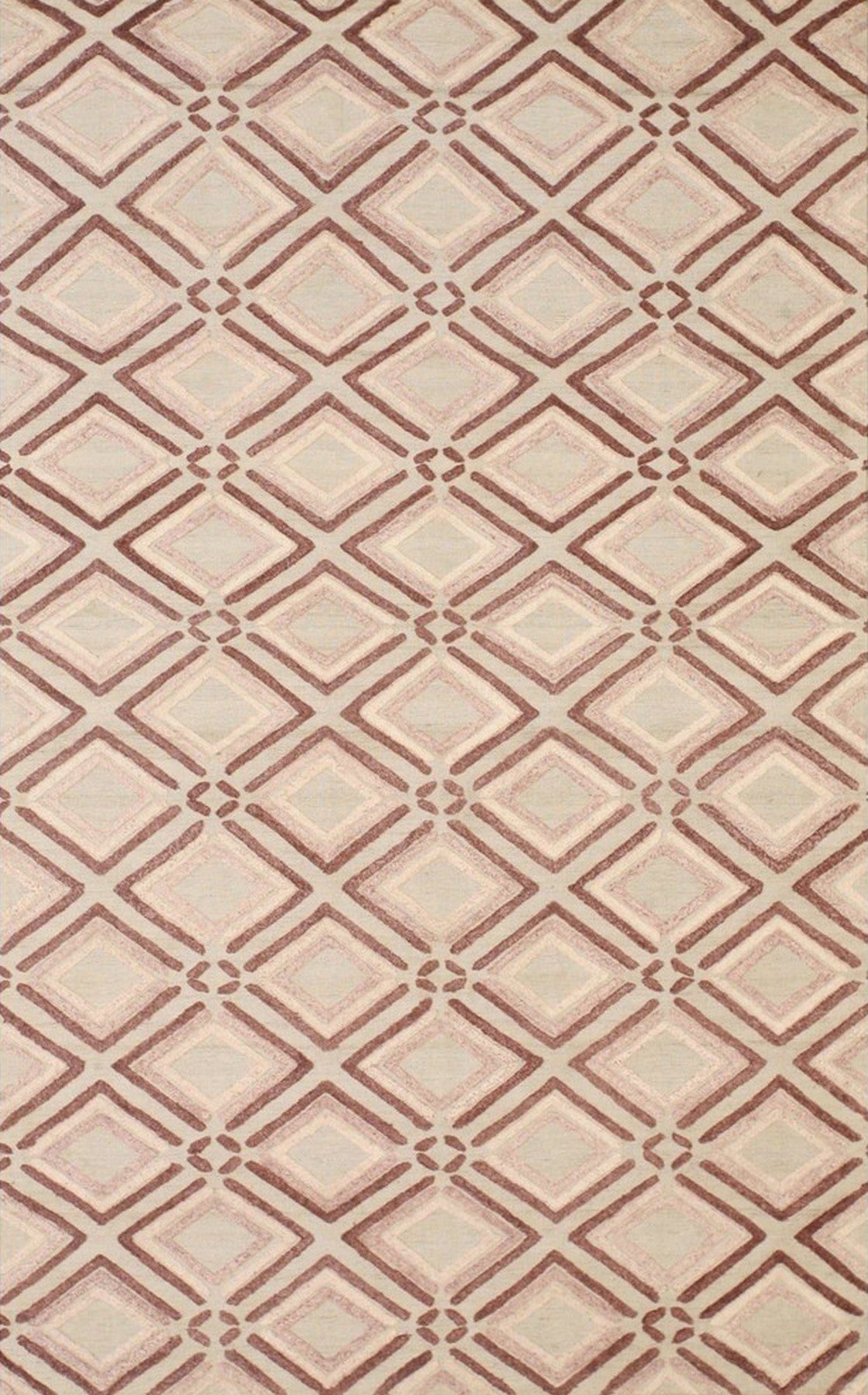 Isolated view of Isla Diamond Purple Hand Knotted Wool Rug, showcasing its diamond pattern and rich purple hues.