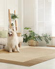 Rhea Quinn Brown Handmade Wool & Viscose Rug, showcasing warm brown tones and subtle sheen; textural interplay of wool and viscose creates depth.