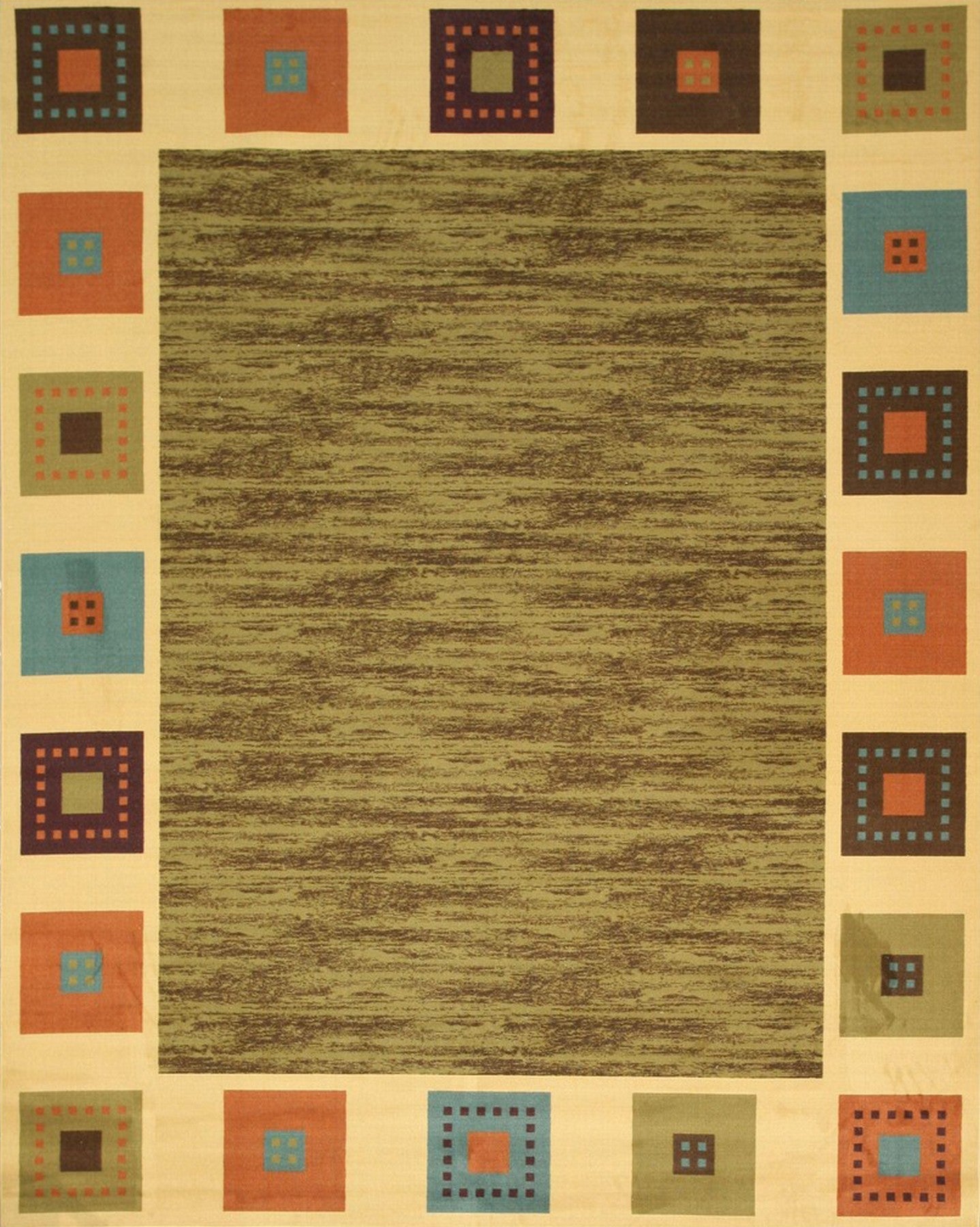 Isolated view of Luna Gabbeh Green Nan Rug, showcasing its vibrant green hues and simple, geometric Gabbeh design.