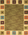Isolated view of Luna Gabbeh Green Nan Rug, showcasing its vibrant green hues and simple, geometric Gabbeh design.