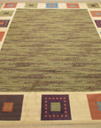 Luna Gabbeh Green Nan Rug, a field of verdant green woven with subtle, organic textures, showcases its Nan construction in this detailed view.