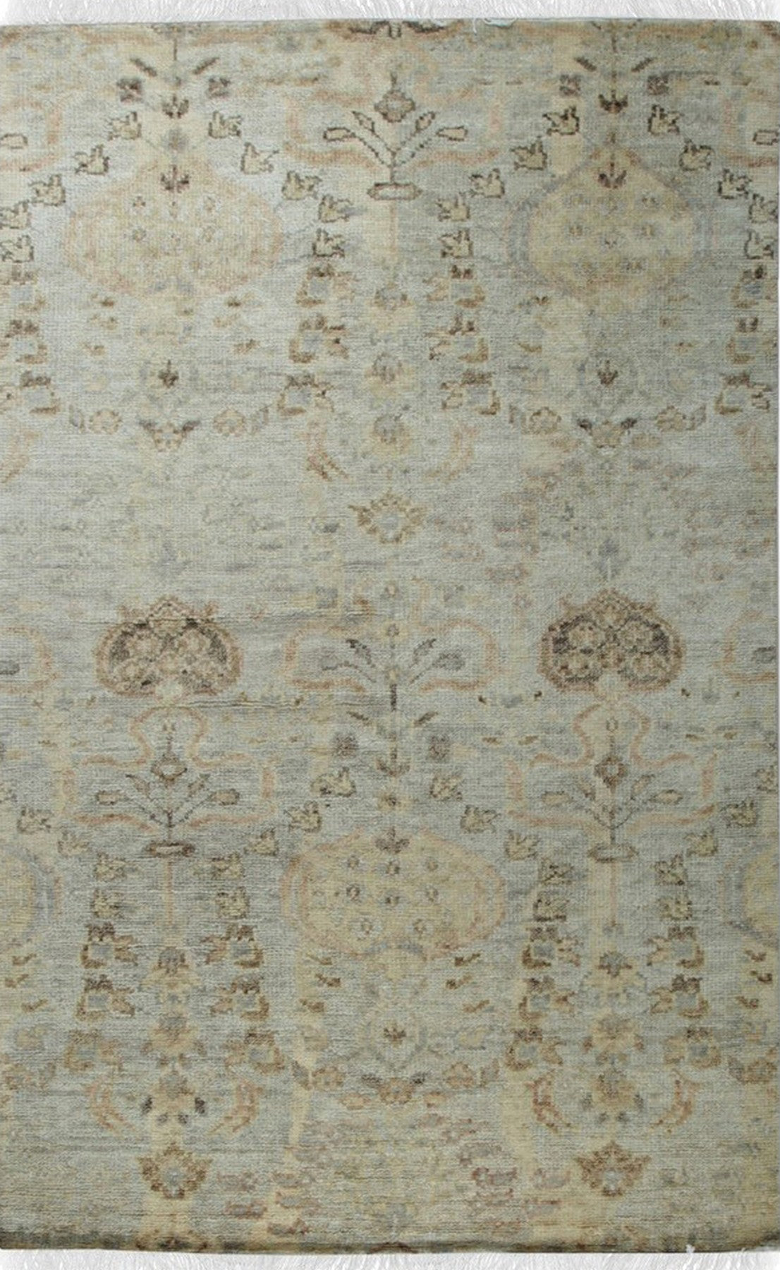 Isolated view of Nina Luxurious Ivory Hand Knotted Wool Rug, showcasing its design.