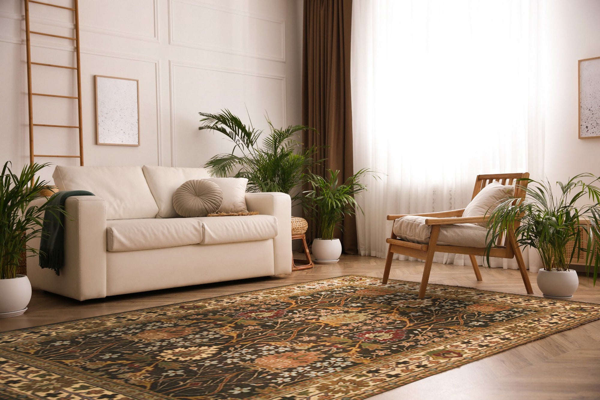 Luna Delicate Brown Hand Tufted Wool Rug, warm brown tones softly swirl across the plush, hand-tufted wool surface, grounding a bright living space with understated elegance.