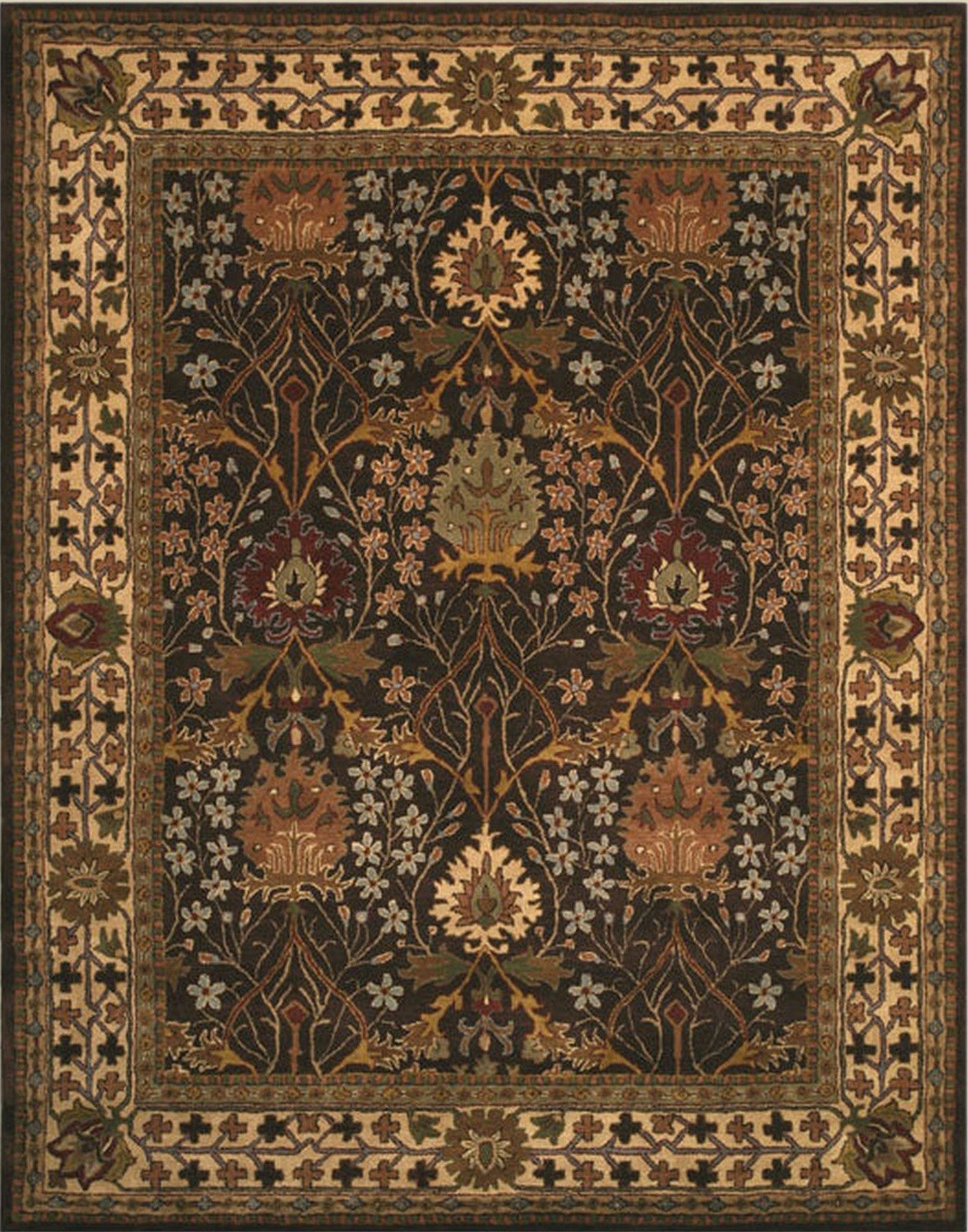Isolated view of Luna Delicate Brown Hand Tufted Wool Rug, showcasing its design.