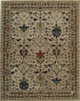 Isolated view of Graceful Exquisite Ivory Hand Tufted Wool Rug, showcasing its intricate floral design.