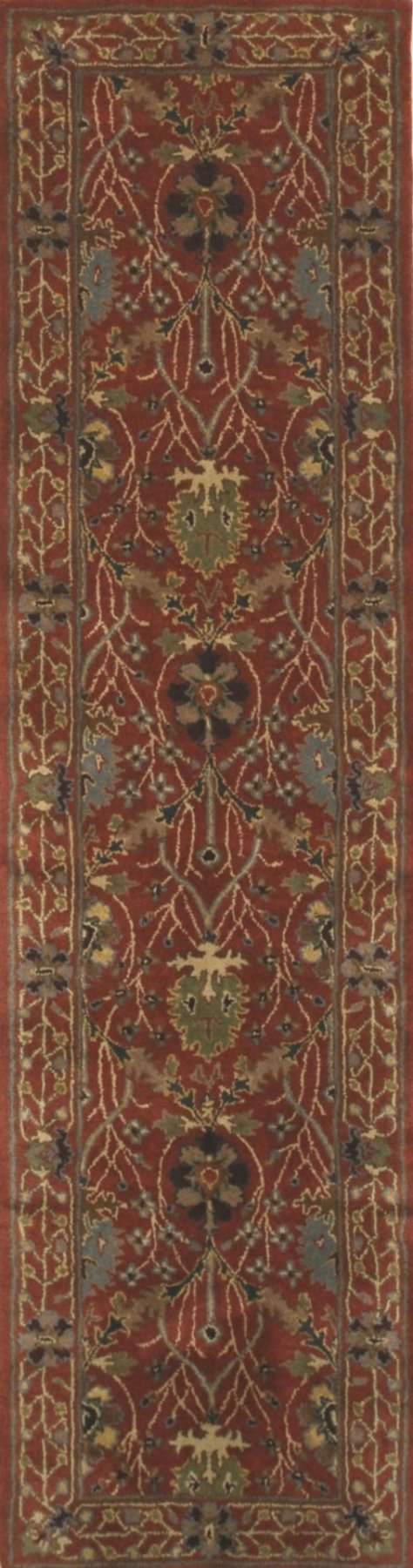 Lydia Vibrant Red Hand Tufted Wool Rug, showcasing its richly textured pile and intricate patterns, sprawled across a brightly lit living room, adding warmth and a touch of bohemian flair to the modern space.