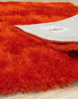 Orange plush shag hand tufted rug 9x12 detail