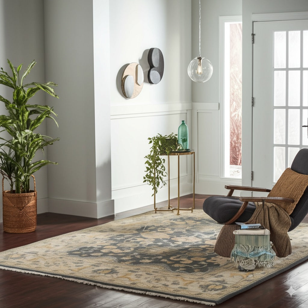 Trara Oushak Blue Hand Knotted Wool Rug