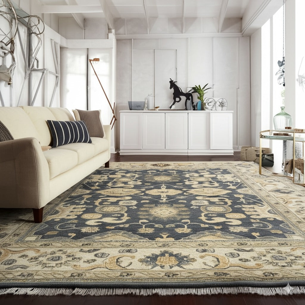 Trara Oushak Blue Hand Knotted Wool Rug