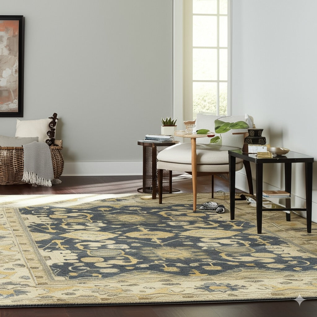 Trara Oushak Blue Hand Knotted Wool Rug