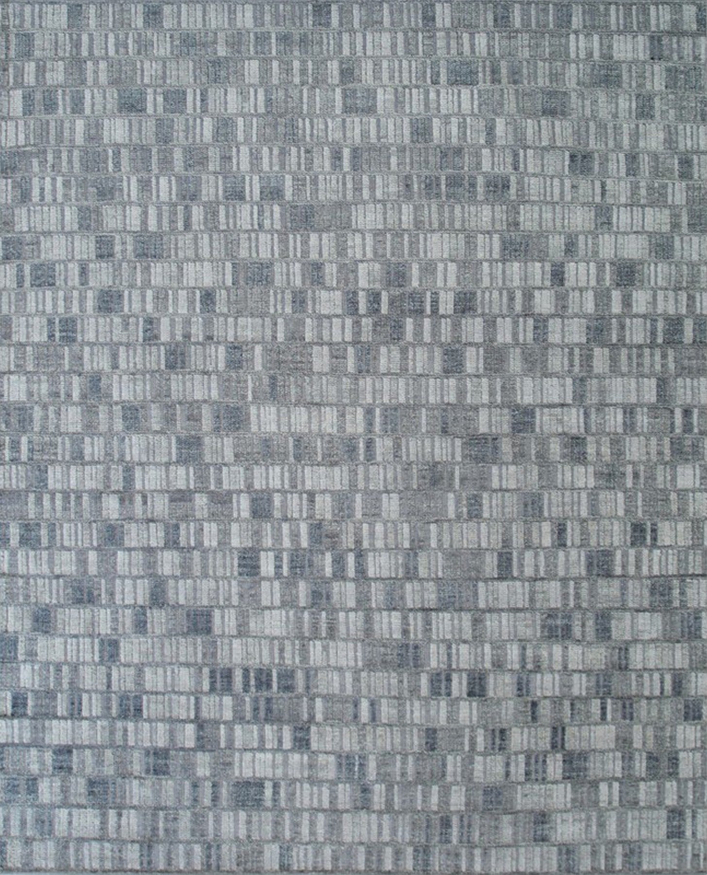 Isolated view of Tessa Sophisticated Gray Hand Knotted Wool Rug, showcasing its intricate geometric pattern in varying shades of gray and cream.