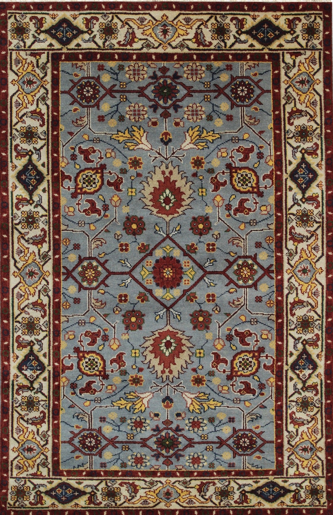 Vibrant Oriental Blue Hand Knotted Wool Rug