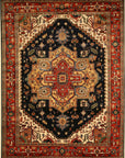 Isolated view of Ella Oriental Navy Hand Knotted Wool Rug, showcasing its intricate oriental design.