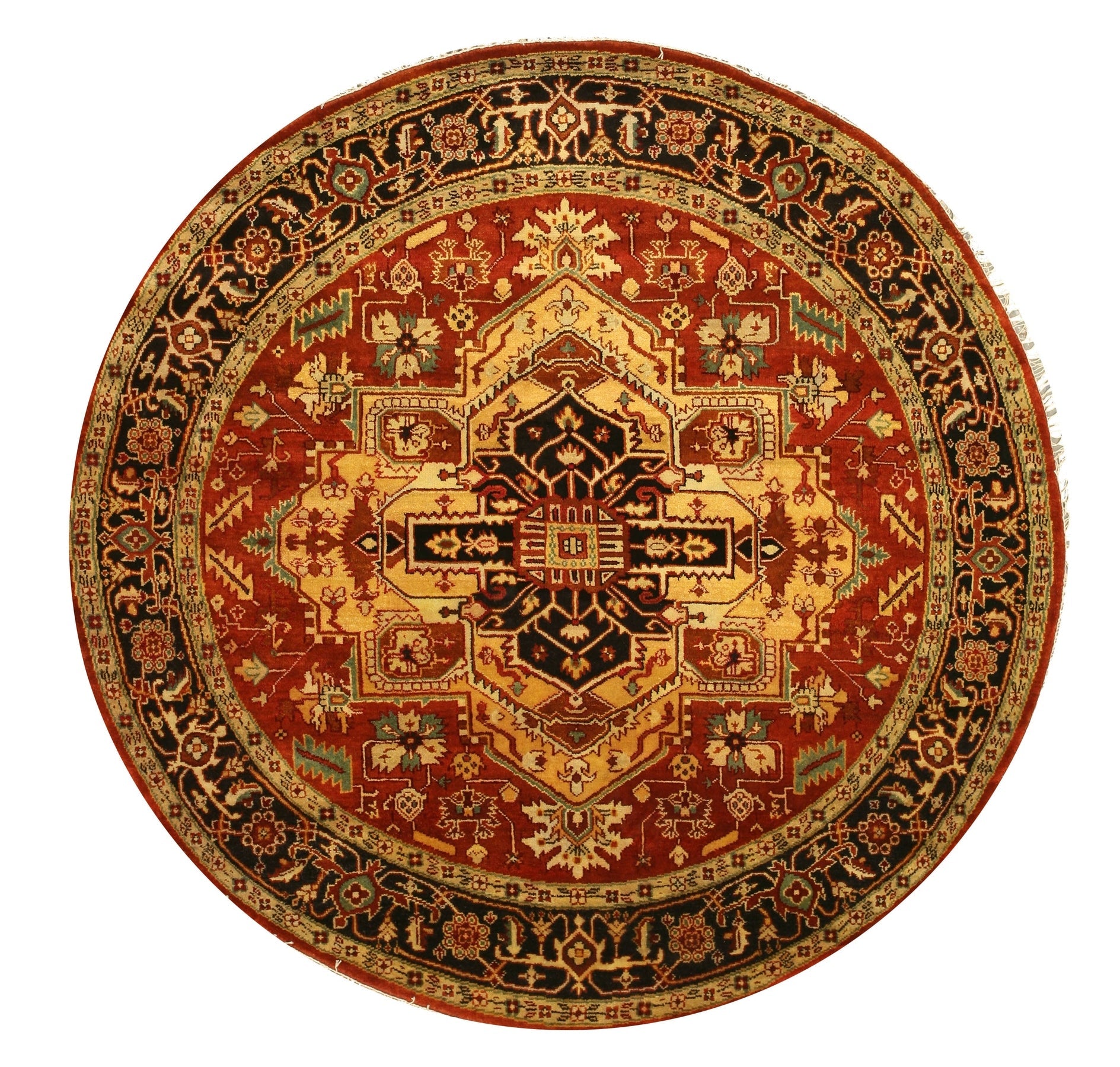Harlow Oriental Rust Hand Knotted Wool Rug, showcasing a rich rust palette and intricate oriental patterns, displayed in a room setting with warm lighting.