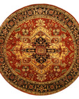 Harlow Oriental Rust Hand Knotted Wool Rug, showcasing a rich rust palette and intricate oriental patterns, displayed in a room setting with warm lighting.