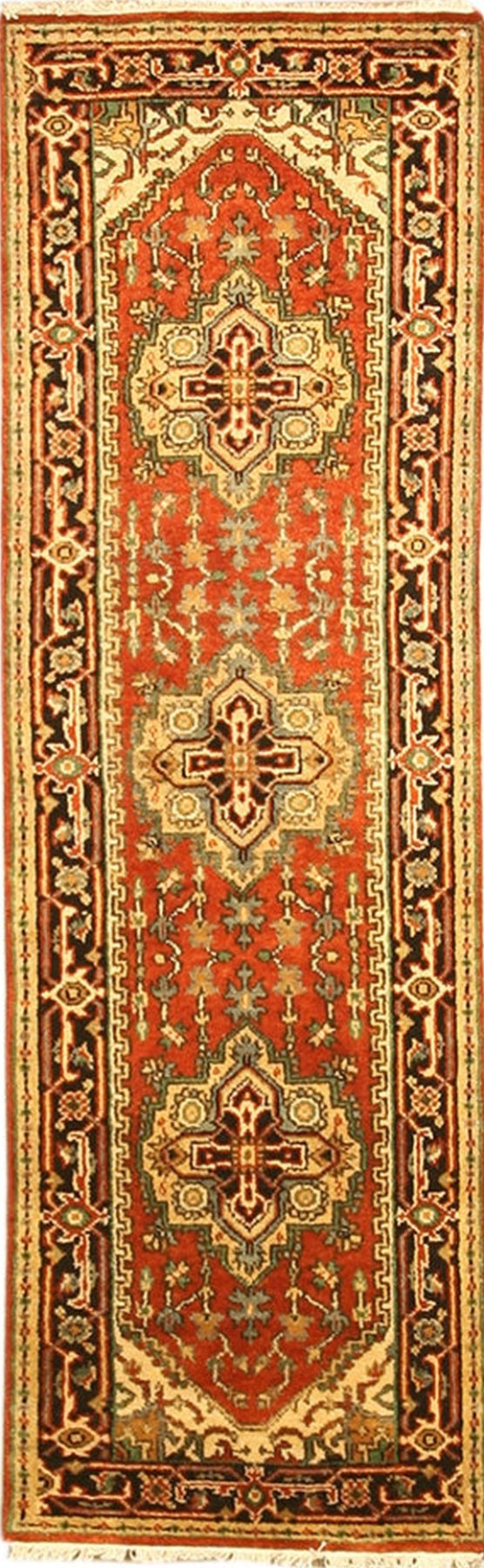 Harlow Oriental Rust Hand Knotted Wool Rug, blending warm rust hues and intricate oriental patterns, anchoring a living space with its plush wool construction.