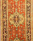 Harlow Oriental Rust Hand Knotted Wool Rug, blending warm rust hues and intricate oriental patterns, anchoring a living space with its plush wool construction.