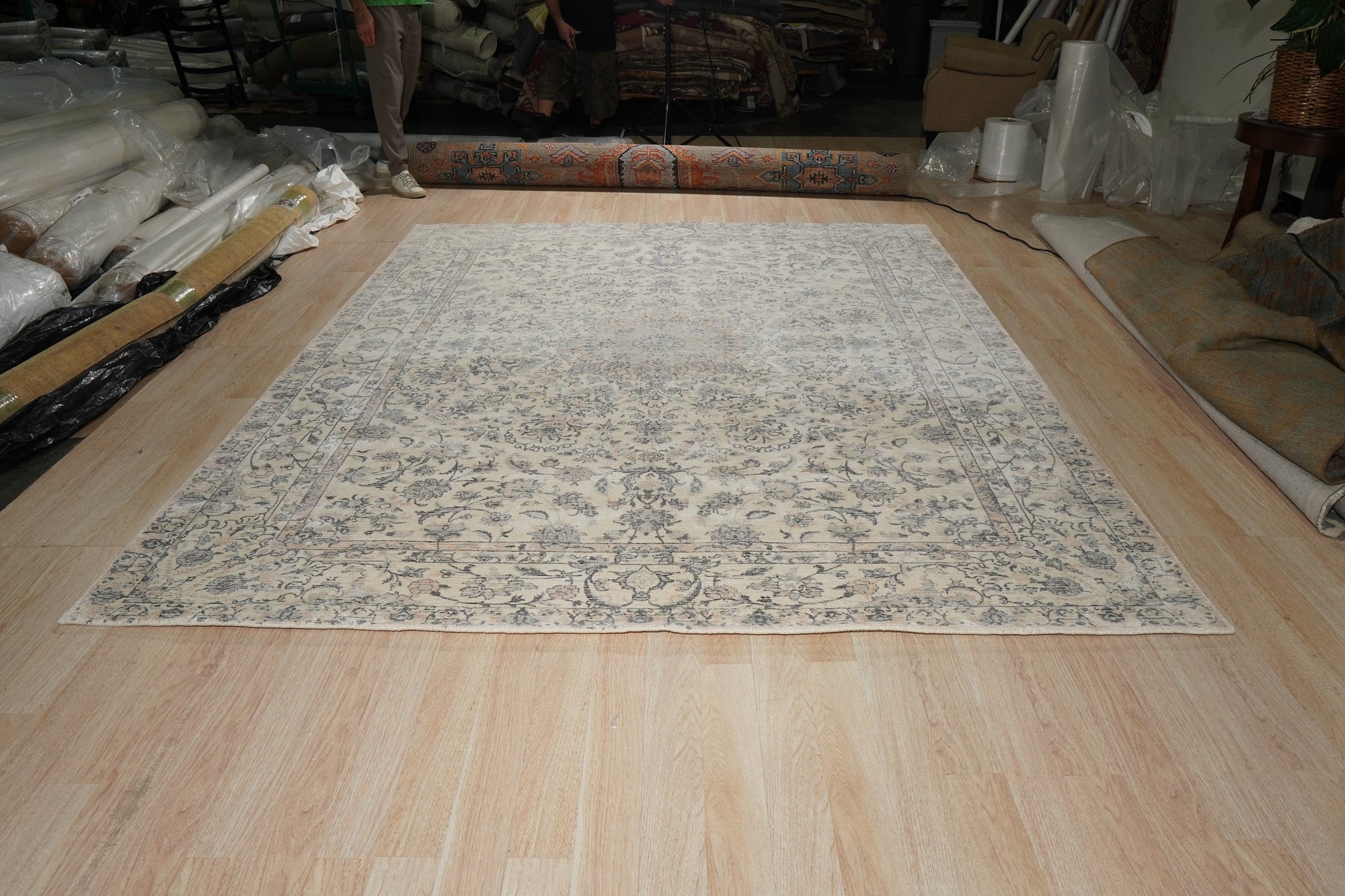 Sleek Rustic Beige Handmade Wool Rug, a warm beige wool rug with a subtle rustic texture, adding warmth and organic style to a light-filled room.
