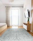 Sleek Rustic Beige Handmade Wool Rug, seen in a well-lit interior, displaying its textured wool construction and subtle beige tones, adding warmth to the room.