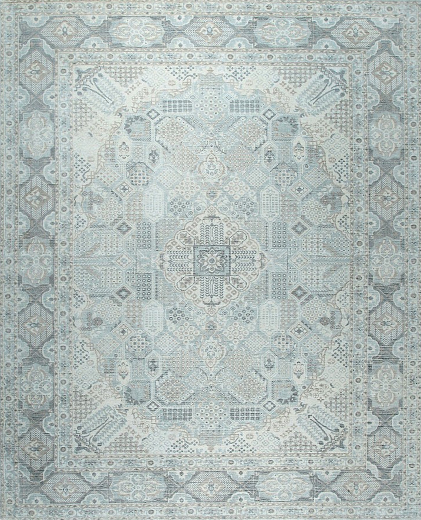 Isolated view of Tessa Bespoke Green Handmade Wool Rug, showcasing its design.