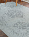 Silver Oasis Rug shown in a styled living room setting