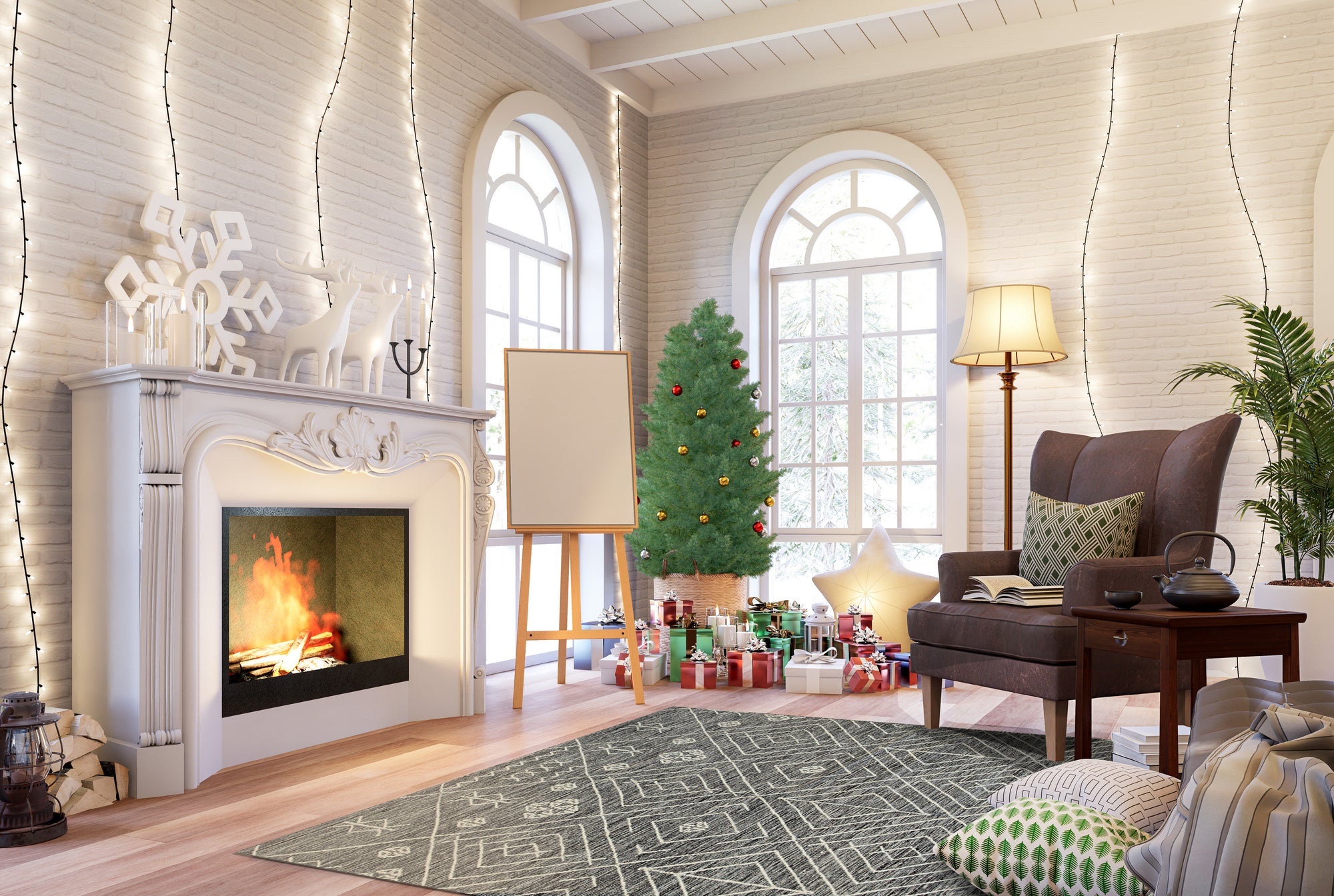 Luxurious Kilim Charcoal Handmade Wool Rug, textural weave in shades of charcoal and grey, presented in a bright, modern living room setting.