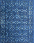 Isolated view of Mira Traditional Blue Hand Knotted Wool Rug, showcasing its intricate traditional design.