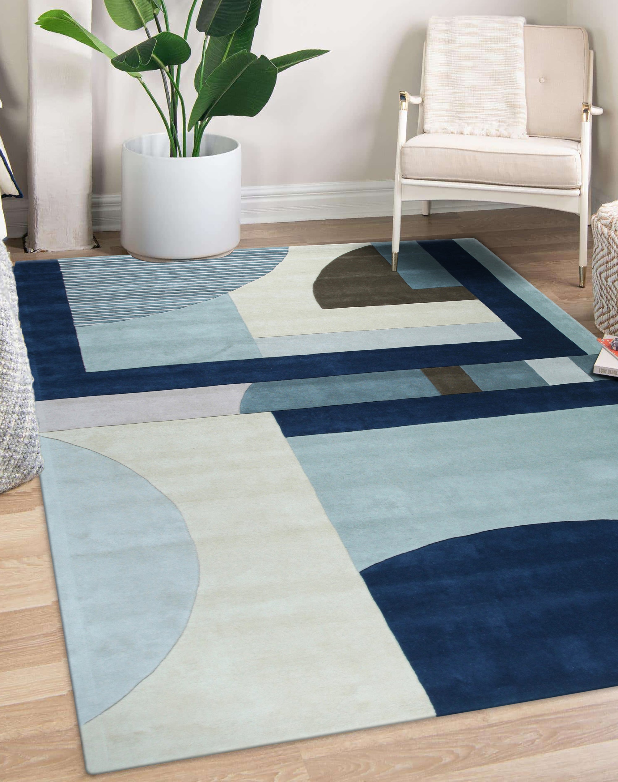 Bespoke Iris Multicolor Hand Tufted Wool Rug displayed in a room setting. The rug features vibrant irises in a spectrum of colors, hand-tufted from soft wool, creating a luxurious and colorful floor covering.