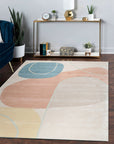 Yara Laine Multicolor Hand Tufted Wool Rug, vibrant hues dance across a textured wool surface, its hand-tufted construction adding depth and dimension to a modern living space.