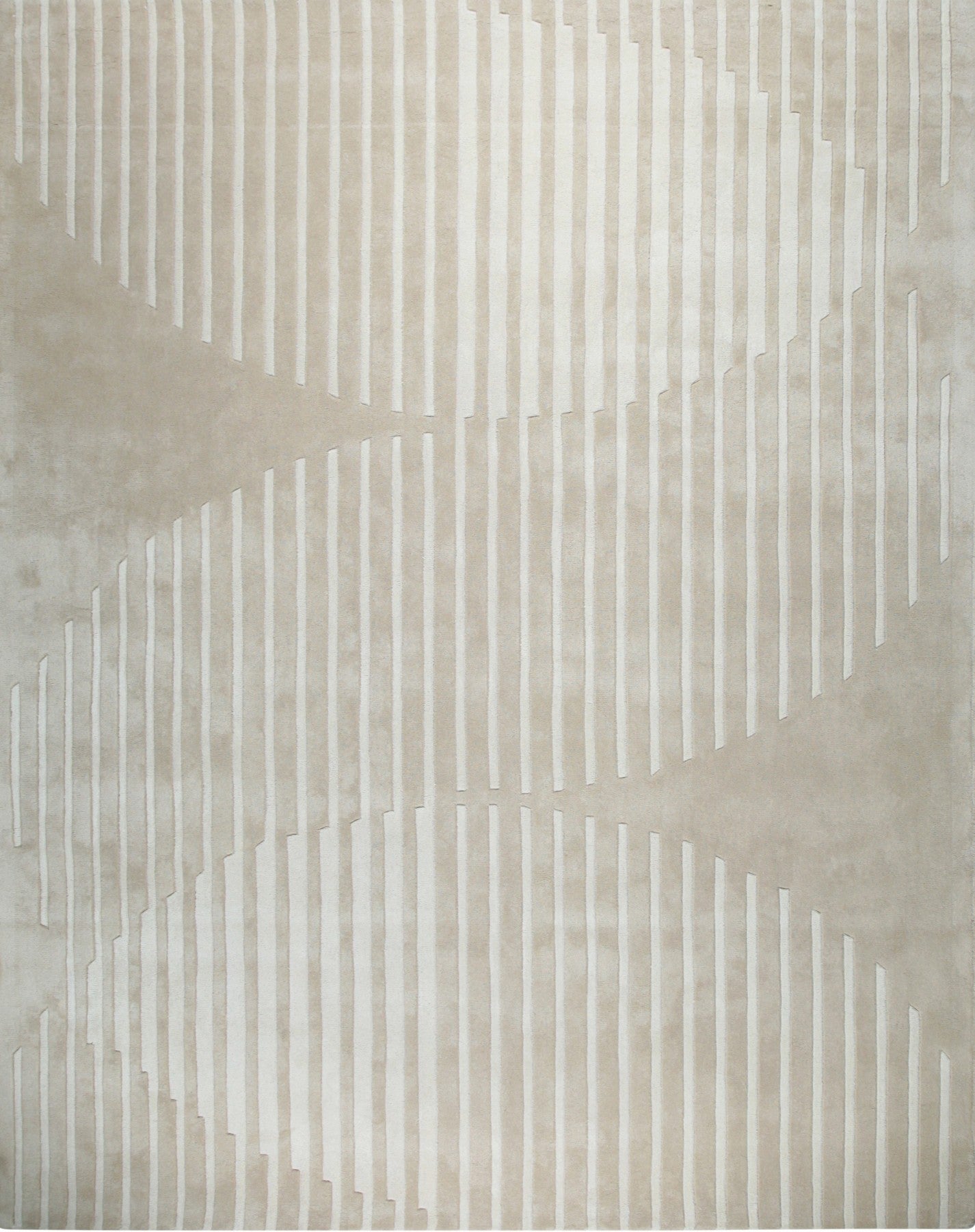 Isolated view of Maya Bianca Beige Hand Tufted Wool Rug, showcasing its intricate geometric design and plush texture.