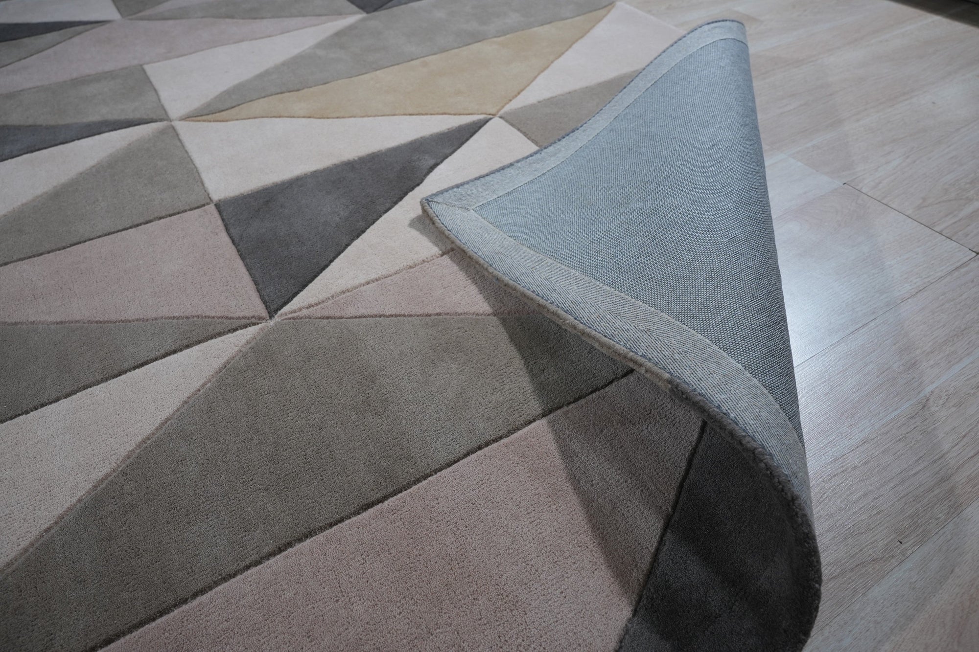 Trendy Classic Multicolor Hand Tufted Wool Rug, its vibrant hues and plush texture lending warmth to a bright living space with modern furniture.