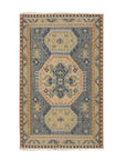 Isolated view of Luna Kilim Blue Hand Knotted Wool Rug, showcasing its design.