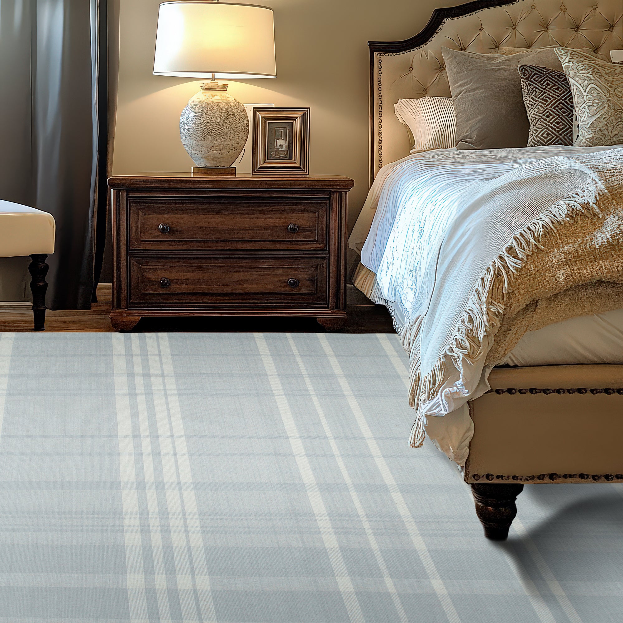 Dazzling Fiona White Flatweave Wool Rug, showcasing a minimalist living room vignette with a focus on texture and light; the rug's flatweave construction providing a neutral foundation for modern furnishings.