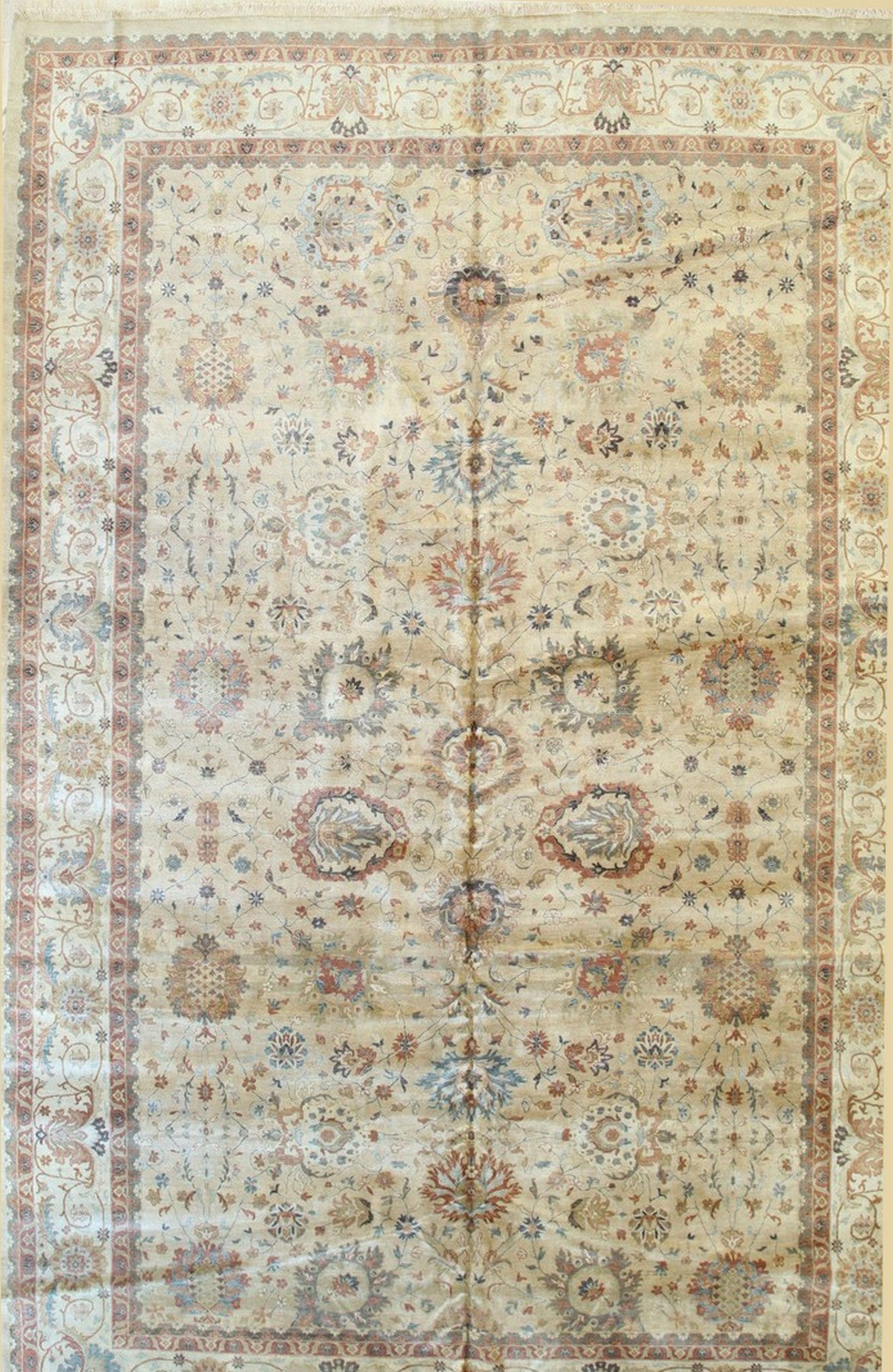 Isolated view of Versatile Agra Beige Hand Knotted Wool Rug, showcasing its design.