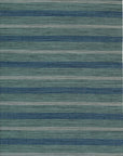 Isolated view of Chic Striped Turquoise Flatweave Wool & Bamboo Silk Rug, showcasing its striped design and subtle sheen.