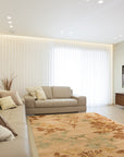Refined Luna Beige Hand Tufted Wool & Viscose Rug, its subtle sheen catching the light in a warmly lit living room setting.