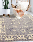 Beautiful Oriental Gray Hand Knotted Wool Rug, a gray wool rug featuring an intricate oriental design, displayed in a well-lit interior setting.