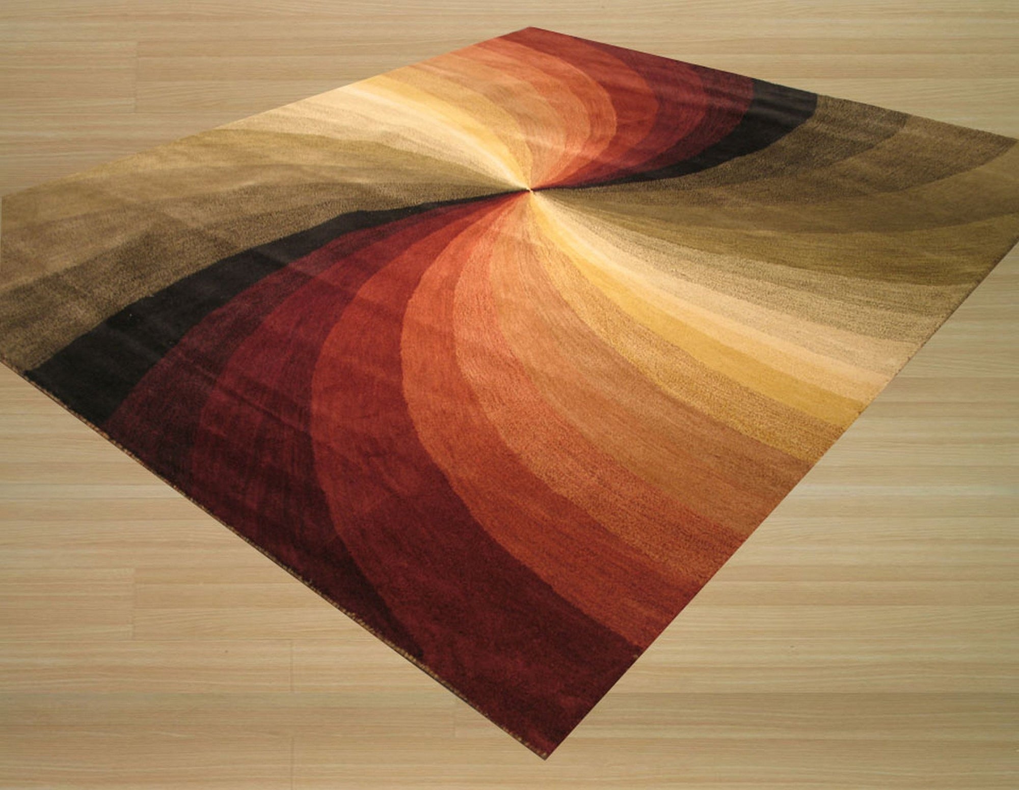 Enchanting Luxurious Original Hand Tufted Wool Rug, a vibrant multi-colored rug with a geometric design, seen in a bright living room setting, adding a pop of color and texture to the space.